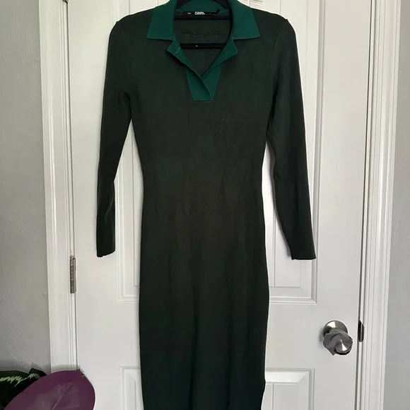 Karl Lagerfeld Polo Knit Dress, forest green, size S - Picture 2 of 8
